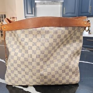 Louis Vuitton Tan and Brown Checkered Shoulder Bag